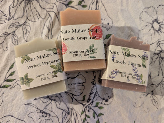 3 Soap Bundle (Lavender, Peppermint and Grapefruit)